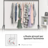 easycomfort easycomfort rella appendiabiti attaccapanni in metallo stand per vestiti con rotelle nero 150x60x170cm ean 8054111845250