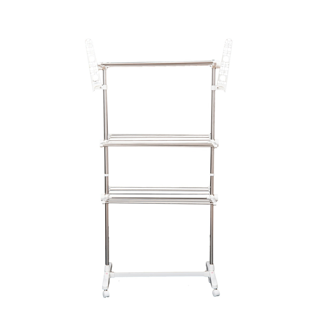 easycomfort easycomfort stendino verticale pieghevole in acciaio e plastica con 6 ruote e 3 ripiani regolabili 142x55x172 cm ean 8054144131443