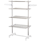 easycomfort easycomfort stendino verticale pieghevole in acciaio e plastica con 6 ruote e 4 ripiani regolabili 142x55x172 cm ean 8054144135915