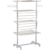 easycomfort easycomfort stendino verticale pieghevole in acciaio e plastica con 6 ruote e 4 ripiani regolabili 142x55x172 cm ean 8054144135915