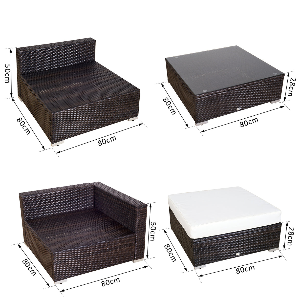easycomfort easycomfort mobili da giardino in rattan pe con divano angolare e pouf con cuscini telaio set da 18 pezzi marrone