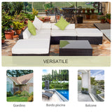easycomfort easycomfort mobili da giardino in rattan pe con divano angolare e pouf con cuscini telaio set da 18 pezzi marrone