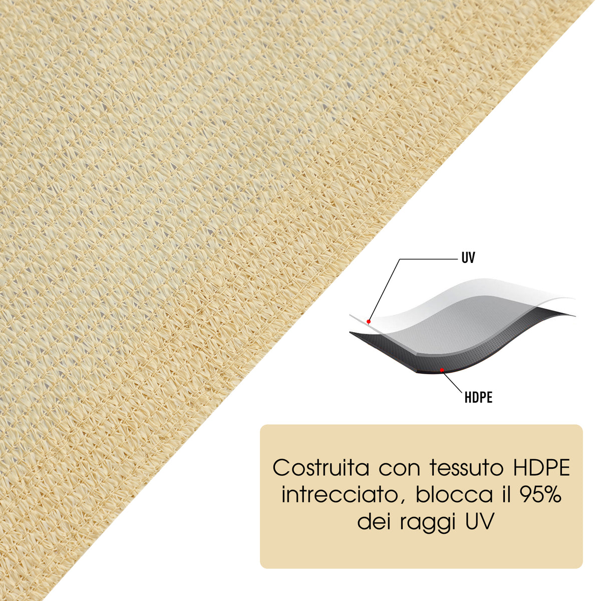 easycomfort easycomfort tenda da sole a vela quadrata in hdpe color sabbia 360x360cm