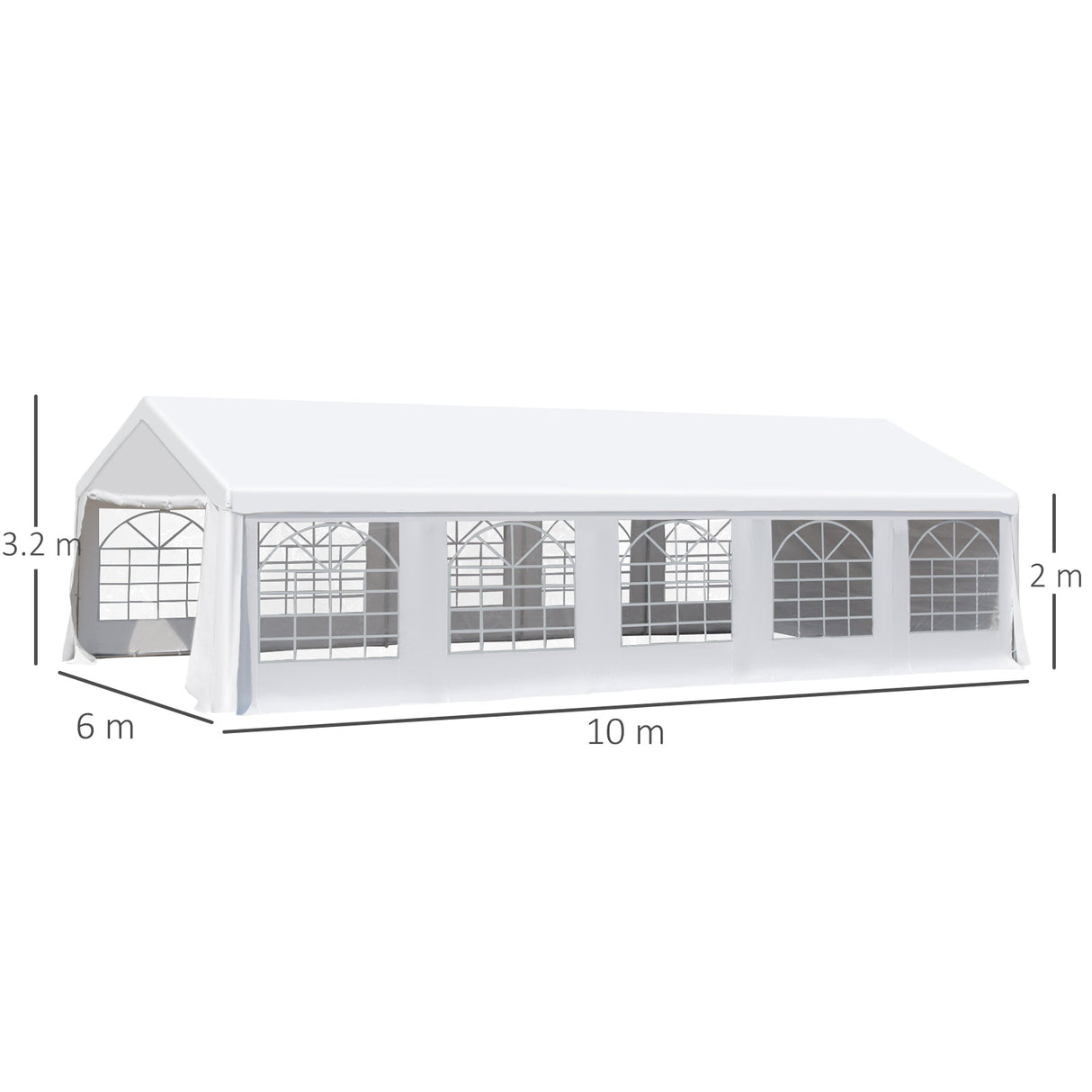 easycomfort easycomfort gazebo da giardino 10x6m con pareti rimovibili e finestre acciaio e poliestere