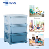easycomfort easycomfort cassettiera in plastica colorata per cameretta con 3 cassetti 37x37x56 5cm blu