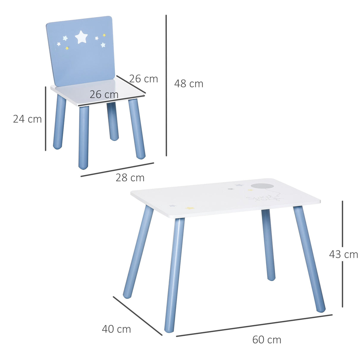 easycomfort easycomfort tavolo e sedie per bambini e bambine 2 4 anni in legno azzurro e bianco set 3 pezzi