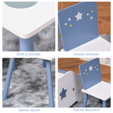 easycomfort easycomfort tavolo e sedie per bambini e bambine 2 4 anni in legno azzurro e bianco set 3 pezzi