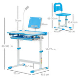 easycomfort easycomfort banco scuola con sedia per bambini 6 12 anni con altezza e inclinazione regolabile blu