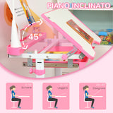 easycomfort easycomfort banco scuola regolabile con sedia per bambini 6 12 anni 70x49 5x80 105 cm rosa