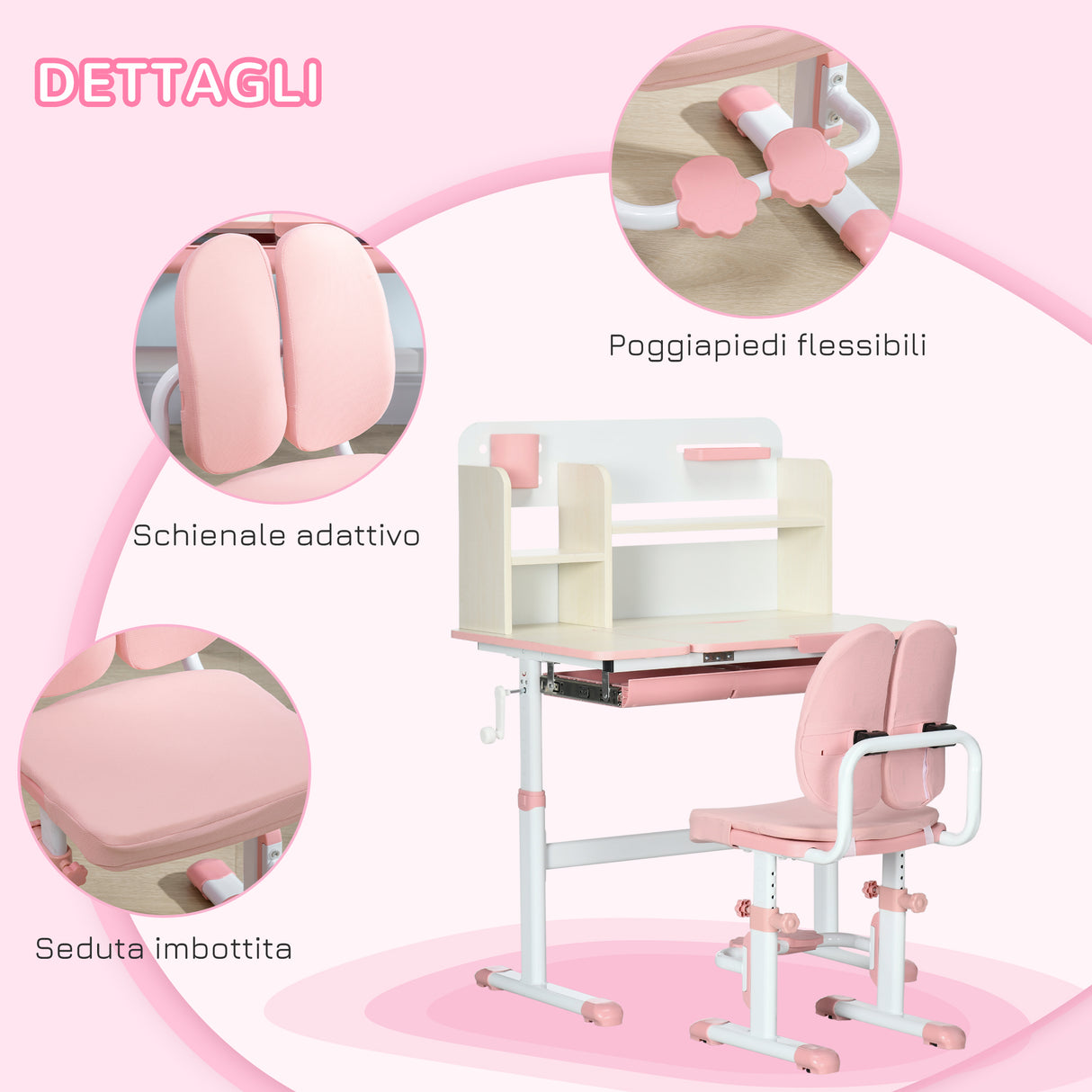 easycomfort easycomfort banco scuola con sedia per bambini 3 12 anni altezza regolabile e piano inclinabile rosa