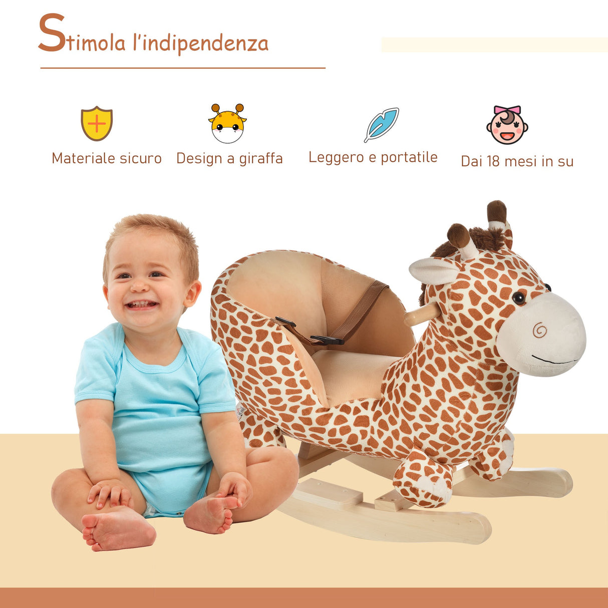 easycomfort easycomfort cavallo a dondolo in legno giraffa per i bambini 60 x 33 x 45cm