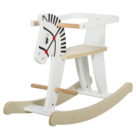 easycomfort easycomfort cavallo a dondolo per bambini 1 3 anni in legno bianco