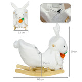 easycomfort easycomfort animale a dondolo a forma di coniglio con suoni e cintura di sicurezza 60x33x50 cm bianco