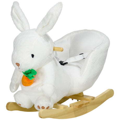 easycomfort easycomfort animale a dondolo a forma di coniglio con suoni e cintura di sicurezza 60x33x50 cm bianco