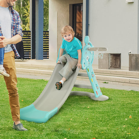 easycomfort easycomfort scivolo per bambini con canestro basket per interno ed esterno in pp e hdpe eta 2 4 anni 147x82x85 5cm grigio e blu