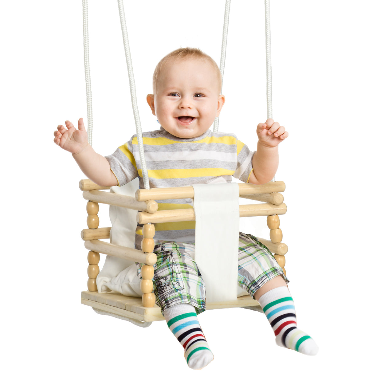 easycomfort easycomfort altalena per bambini 9 36 mesi in legno e cotone con corda regolabile e cuscino 30x30x110 180 cm