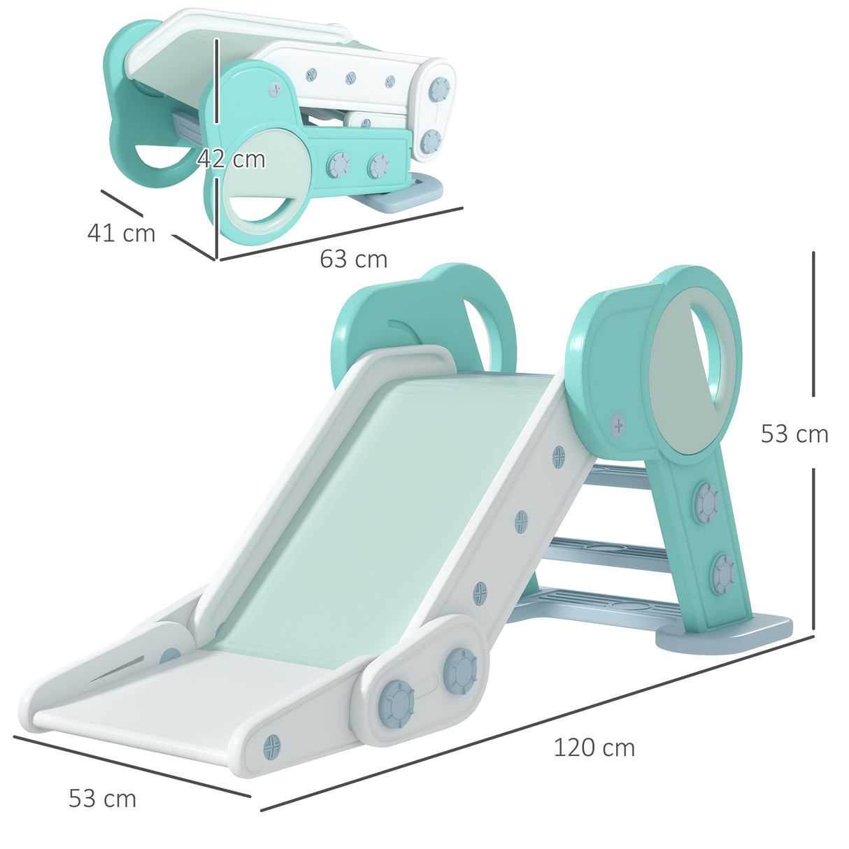 easycomfort easycomfort scivolo per bambini pieghevole in plastica eta 18 mesi 3 anni 102x53x53cm verde