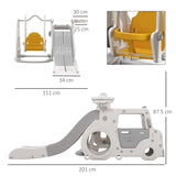 easycomfort easycomfort set scivolo per bambini 18 48 mesi con altalena macchinina e canestro 201x151x87 5cm bianco