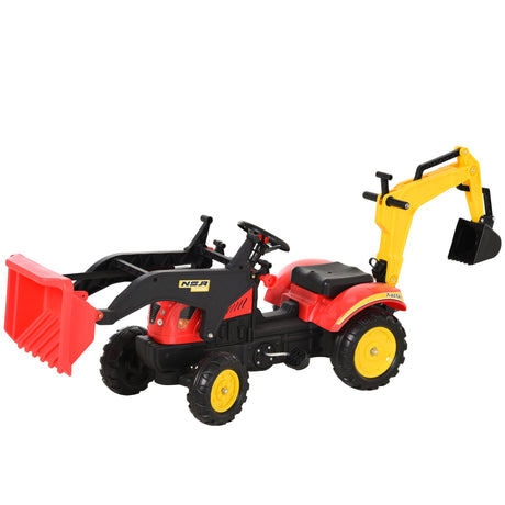 easycomfort easycomfort ruspa giocattolo a pedali escavatore cavalcabile per bambini con pale e volante 179x42x59cm multicolore