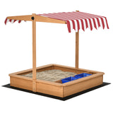easycomfort easycomfort sabbiera per bambini in legno con tettuccio regolabile sedute e vaschette 107 5x107 5x110cm