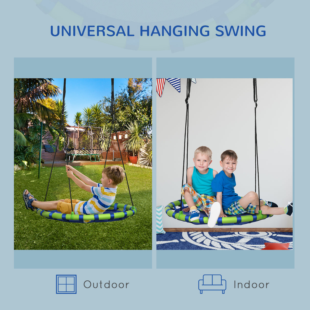 easycomfort easycomfort altalena per bambini da 3 8 anni da giardino 100cm e corde regolabili blu