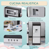 easycomfort easycomfort cucina giocattolo per bambini in legno con 14 accessori forno lavandino frigo e microonde eta 3 anni 86x64x84 5cm argento e marrone