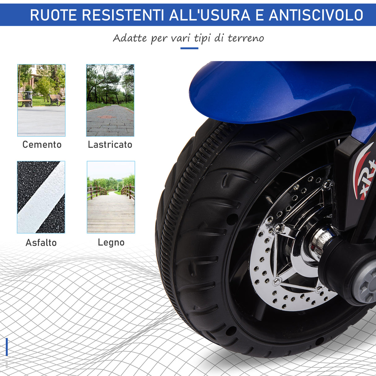 easycomfort easycomfort moto elettrica per bambini 3 5 anni max 25kg con 3 ruote luci e suoni batteria 6v blu e nero 86x42x52cm