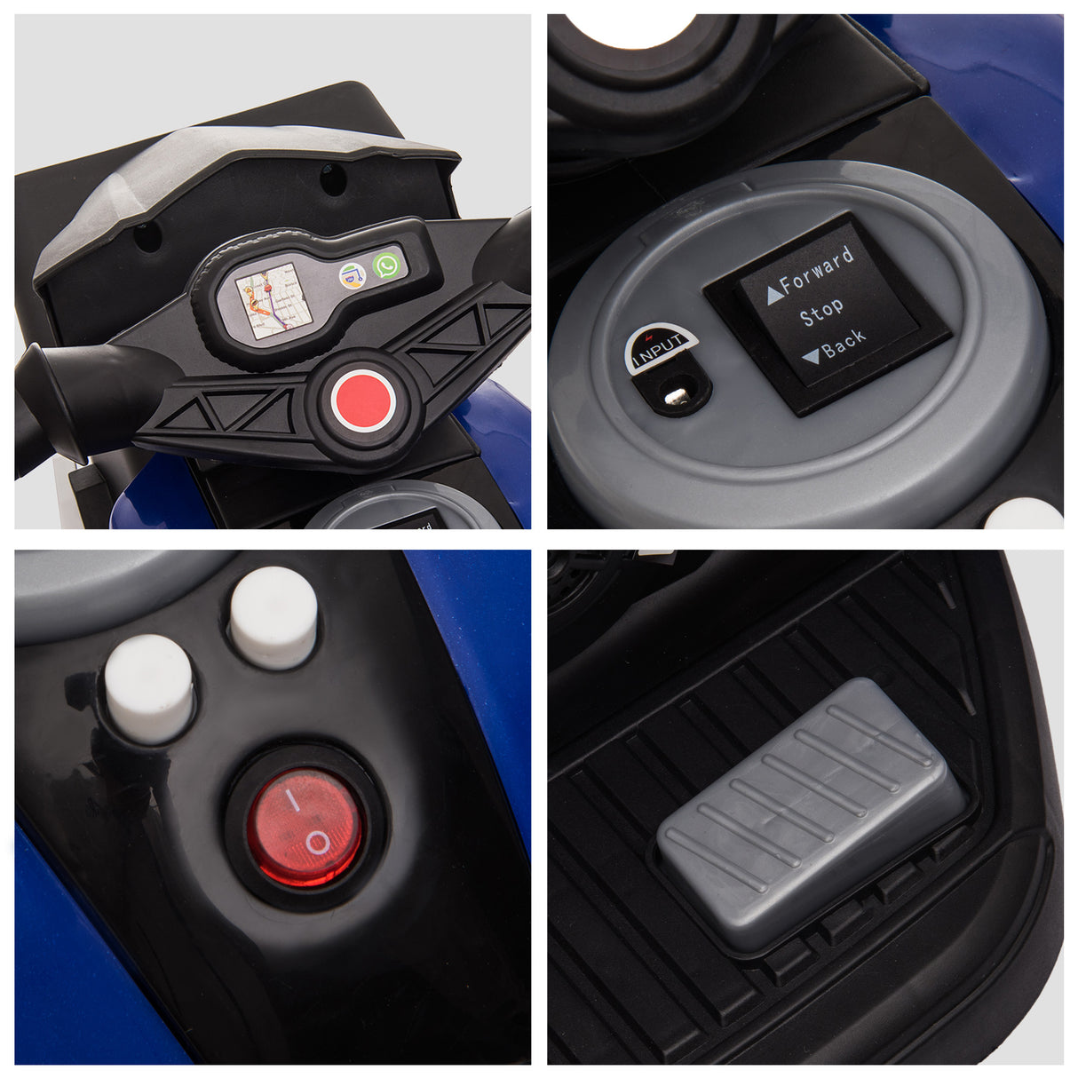 easycomfort easycomfort moto elettrica per bambini 3 5 anni max 25kg con 3 ruote luci e suoni batteria 6v blu e nero 86x42x52cm