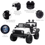 easycomfort easycomfort macchina elettrica per bambini jeep fuoristrada con telecomando e 2 velocita 100x65x72 cm bianco