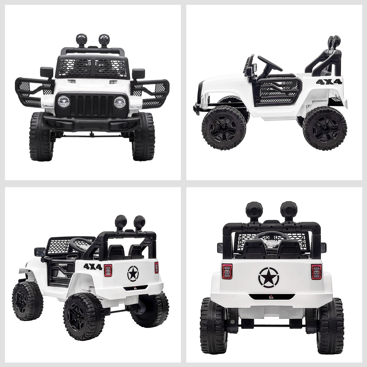 easycomfort easycomfort macchina elettrica per bambini jeep fuoristrada con telecomando e 2 velocita 100x65x72 cm bianco