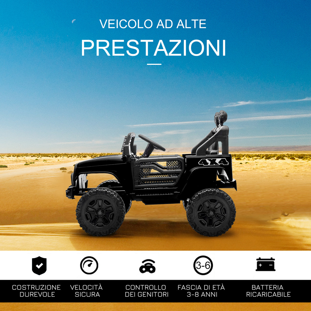 easycomfort easycomfort macchina elettrica per bambini 3 6 anni da 12v con telecomando fari e clacson 100x64 2x71 cm nero