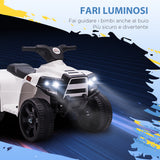easycomfort easycomfort quad per bambini atv elettrico 6v con fari e clacson velocita 3kmh eta 18 36 mesi 65x40x43cm nero bianco