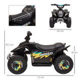 easycomfort easycomfort quad elettrico per bambini 18 36 mesi con batteria ricaricabile da 6v 72x40x45 5 cm nero