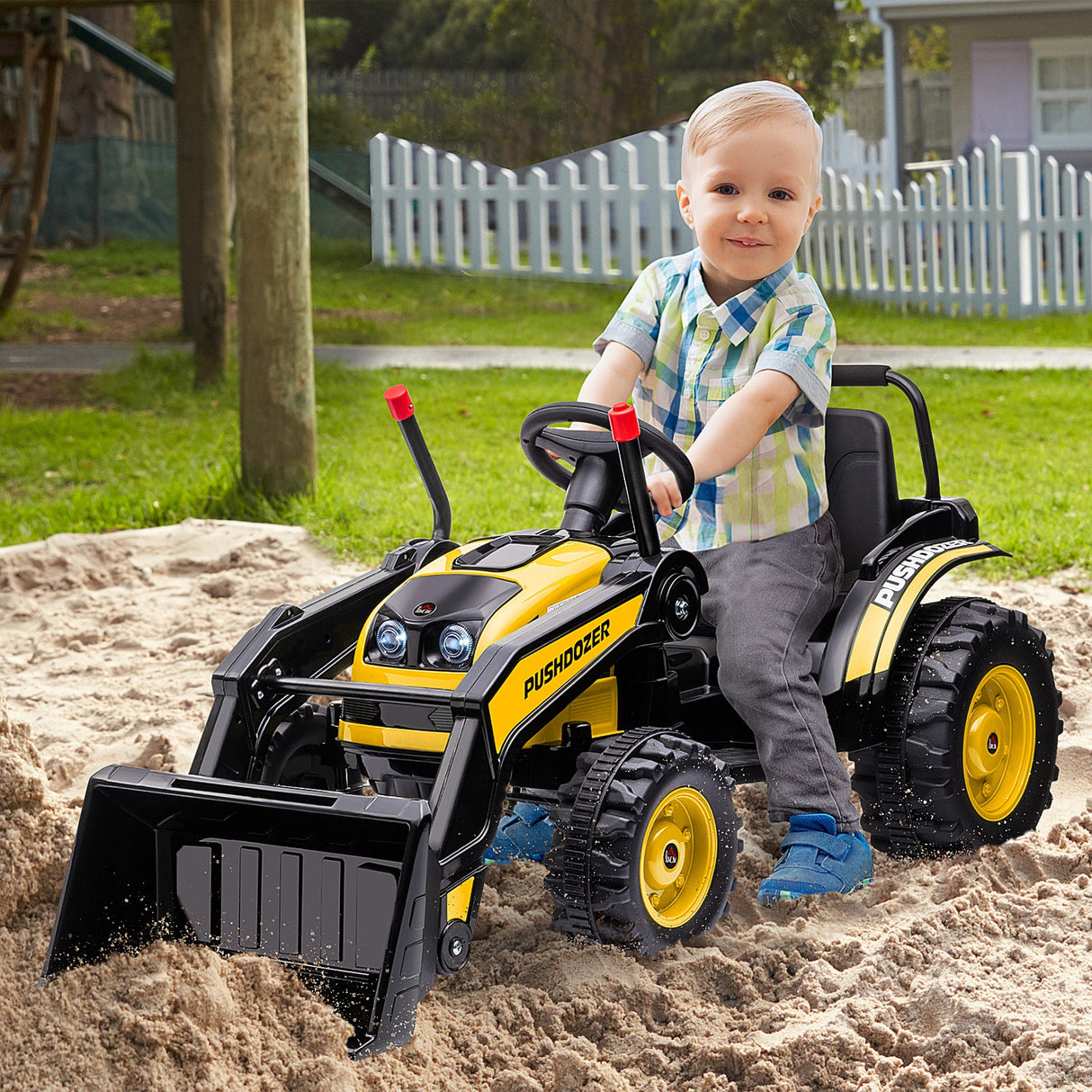 easycomfort easycomfort escavatore cavalcabile per bambini 3 5 anni ruspa giocattolo a batteria 6v con suoni e luci velocita 1 5 2 5 kmh 132cmx62cmx65cm giallo