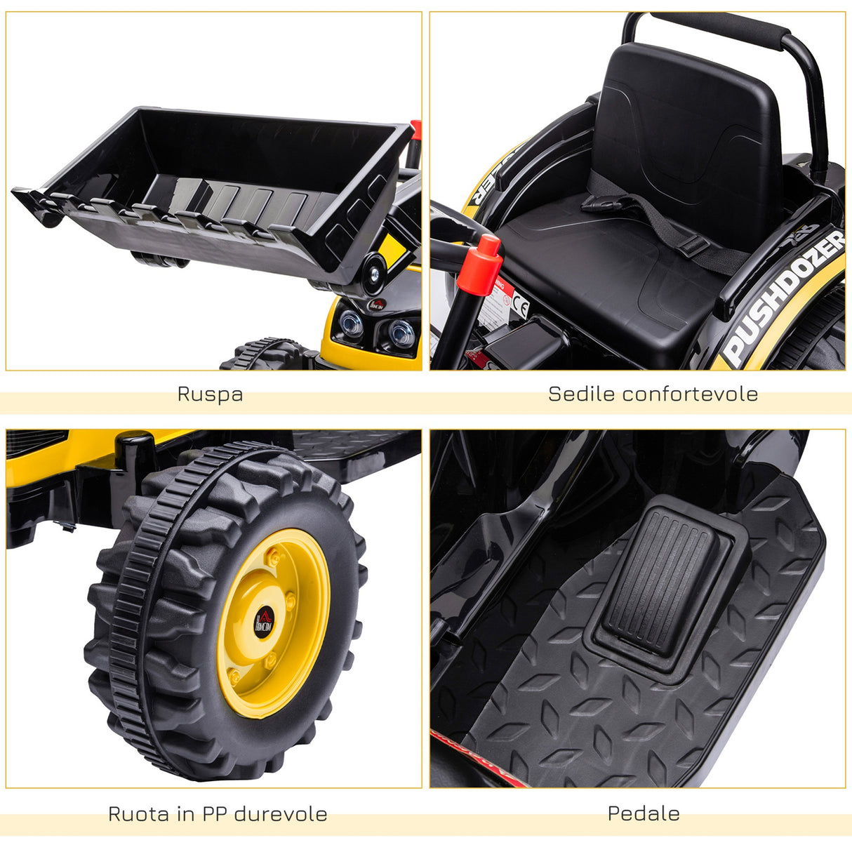 easycomfort easycomfort escavatore cavalcabile per bambini 3 5 anni ruspa giocattolo a batteria 6v con suoni e luci velocita 1 5 2 5 kmh 132cmx62cmx65cm giallo