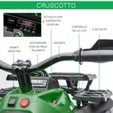 easycomfort easycomfort quad per bambini elettrico 12v con fari e batteria ricaricabile eta 3 5 anni 100x65x73cm verde