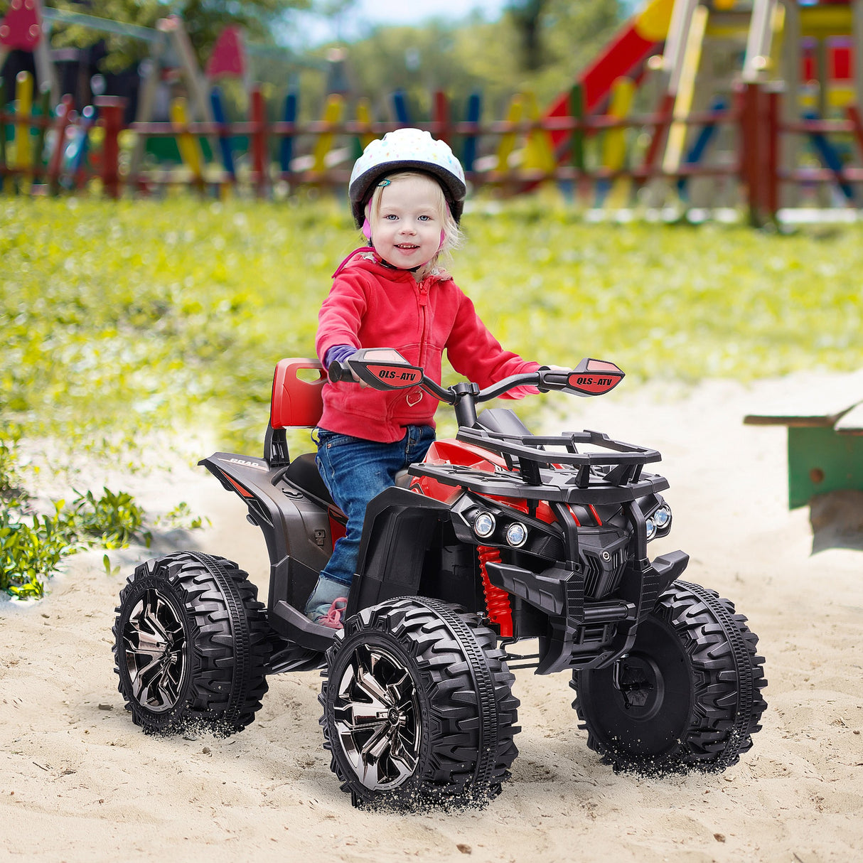 easycomfort easycomfort quad per bambini elettrico 12v con fari e batteria ricaricabile eta 3 5 anni 100x65x73cm rosso