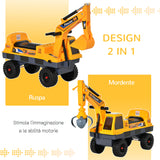 easycomfort easycomfort ruspa giocattolo 2 in 1 con escavatore e mordente vano nascosto gioco cavalcabile bambini 2 3 anni 90x28x58cm giallo