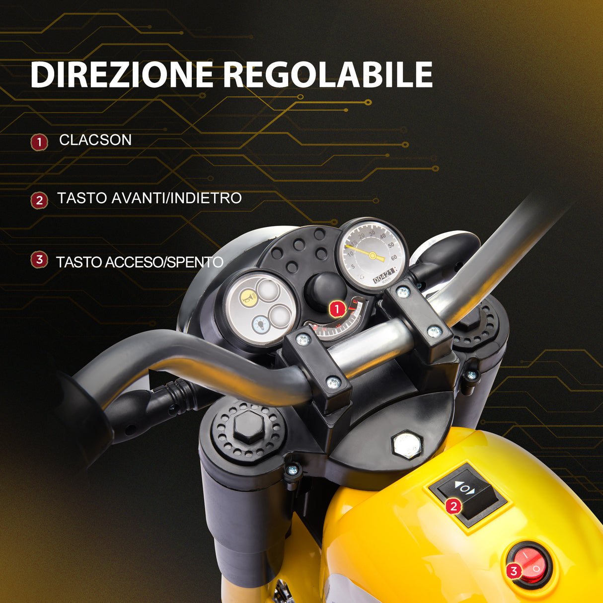 easycomfort easycomfort moto elettrica per bambini a 3 ruote con luci e suoni batteria ricaricabile 6v velocita 2 kmh per bimbi da 18 36 mesi 72cmx57cmx56cm gialla