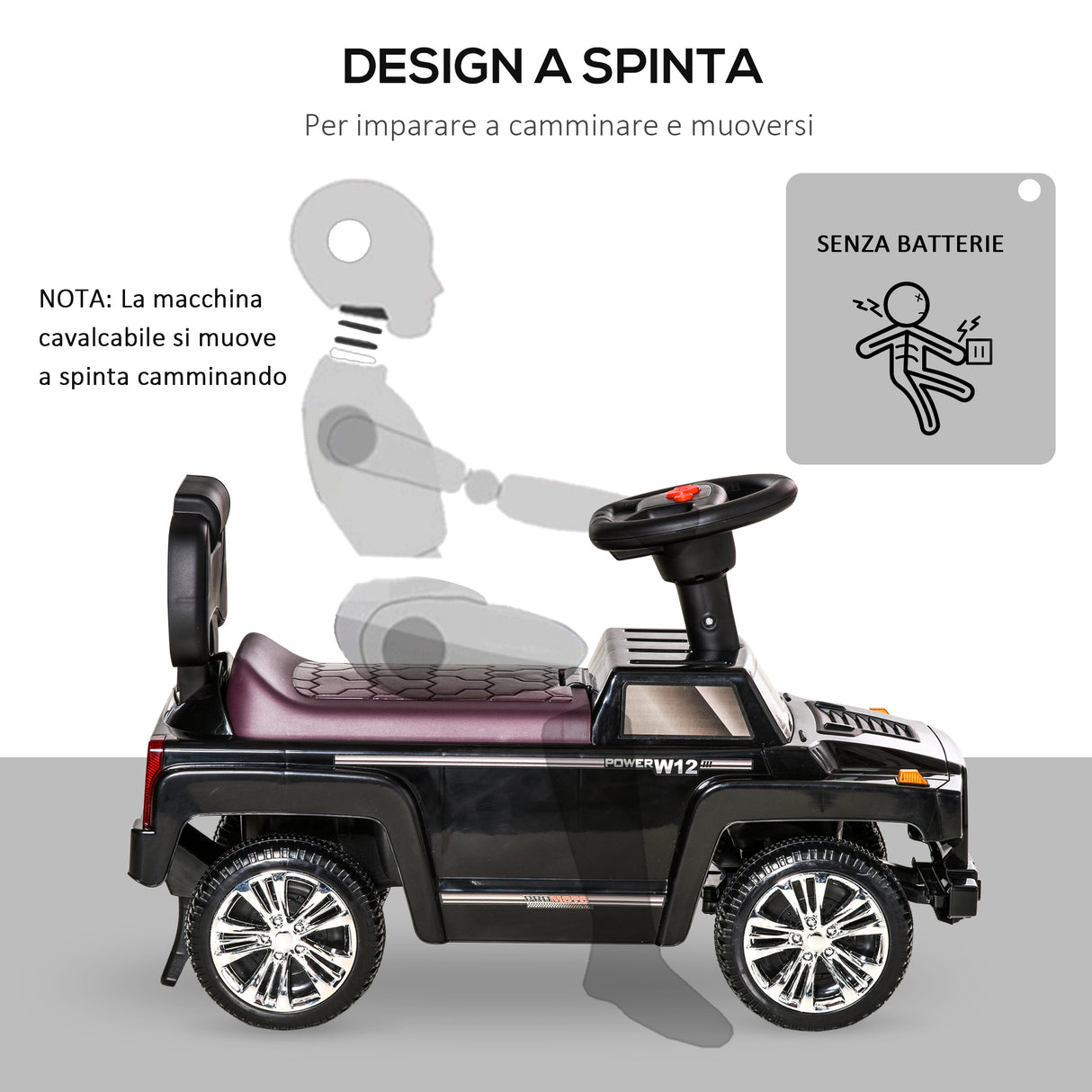 easycomfort easycomfort macchina giocattolo fuoristrada per bambini cavalcabile con volante fari e musiche eta 18 36 mesi 68x30 5x41 5cm nero