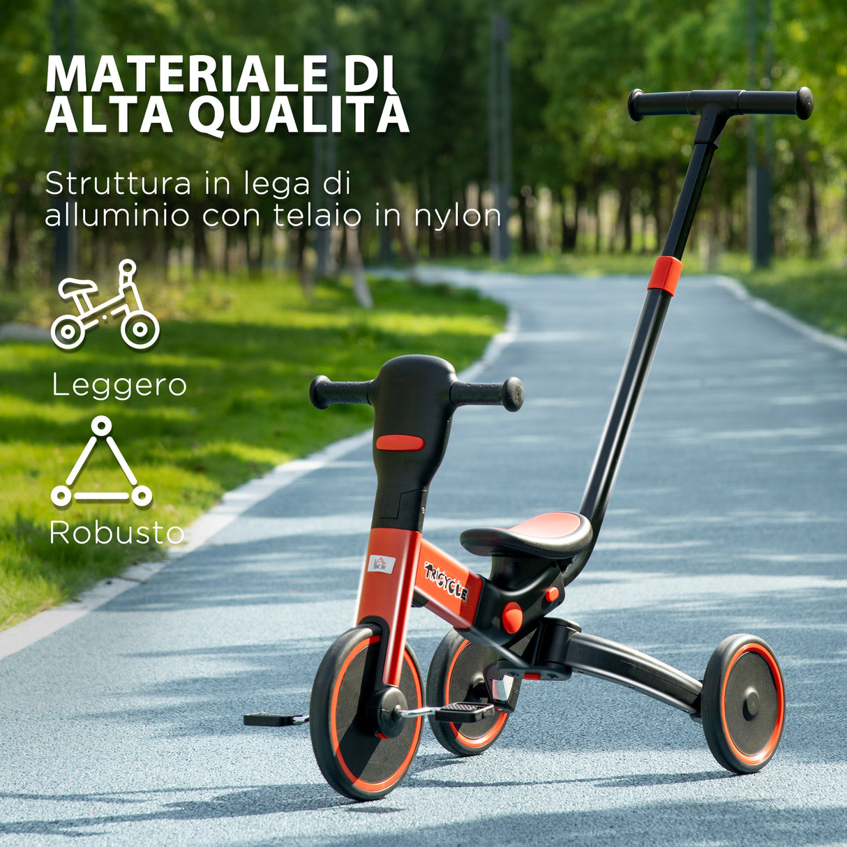 easycomfort easycomfort triciclo per bambini 18 60 mesi con manubrio regolabile e ruote chiuse 101x45x86 5 cm rosso