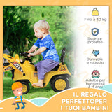 easycomfort easycomfort escavatore per bambini 3 4 anni con pinza pulsante per suoni e spazio portaoggetti 83x27x39 cm giallo e nero