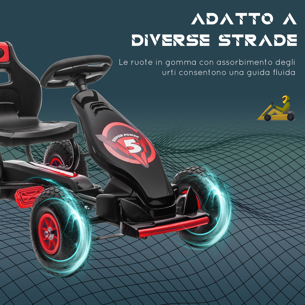 easycomfort easycomfort go kart a pedali per bambini da 5 12 anni con sedile regolabile e ruote in gonfiabili rosso