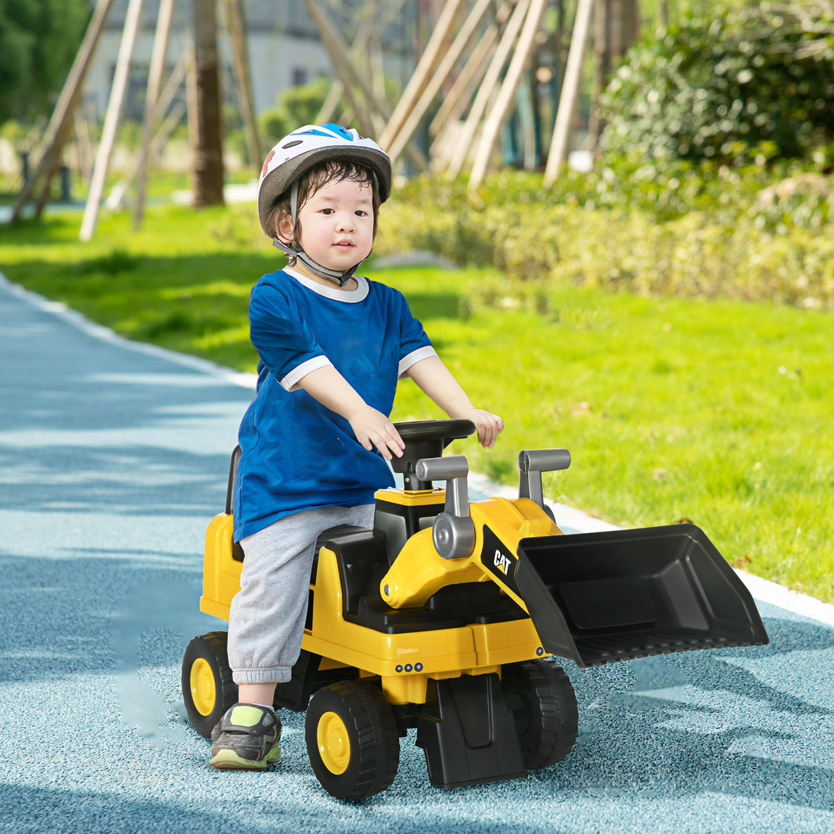 easycomfort easycomfort ruspa giocattolo per bambini 1 3 anni con escavatore e spazio portaoggetti 78x29 5x54 cm giallo e nero