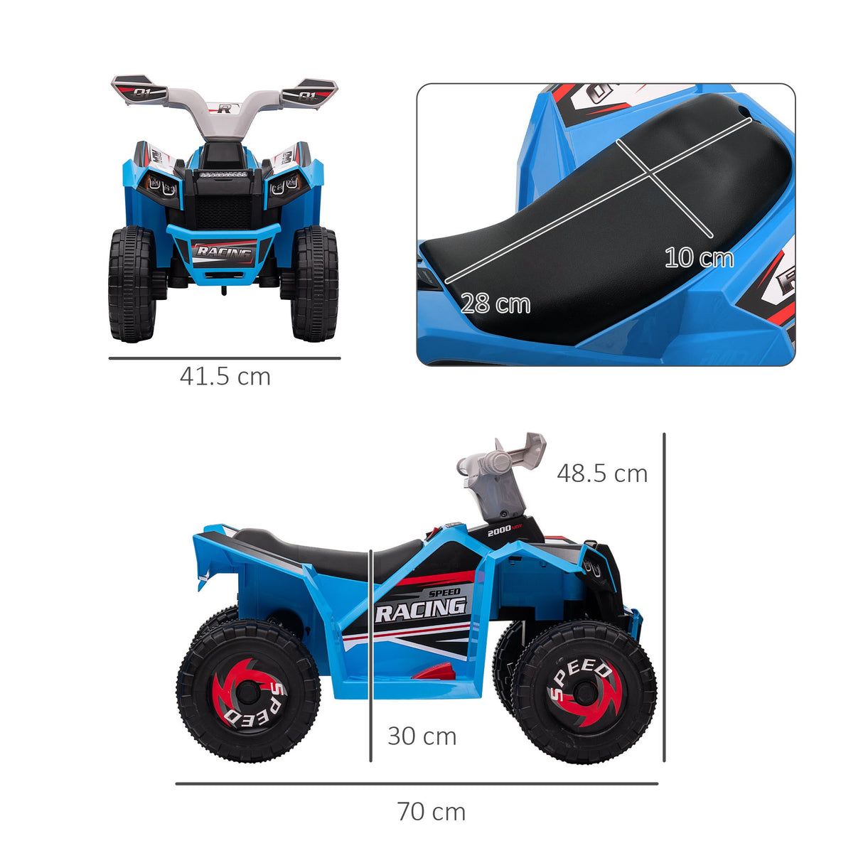 easycomfort easycomfort quad per bambini 18 36 mesi in pp e metallo velocita max 2 5 kmh 70x41 5x48 5 cm blu grigio e nero