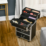 easycomfort easycomfort trolley valigetta porta trucchi professionale blocco con 2 chiavi e ruote nero 36x23x52cm