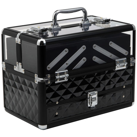 easycomfort easycomfort valigetta porta trucchi professionale da viaggio con vassoi estraibili e serratura colore nero 30x18 5x22cm ean 8054111848619