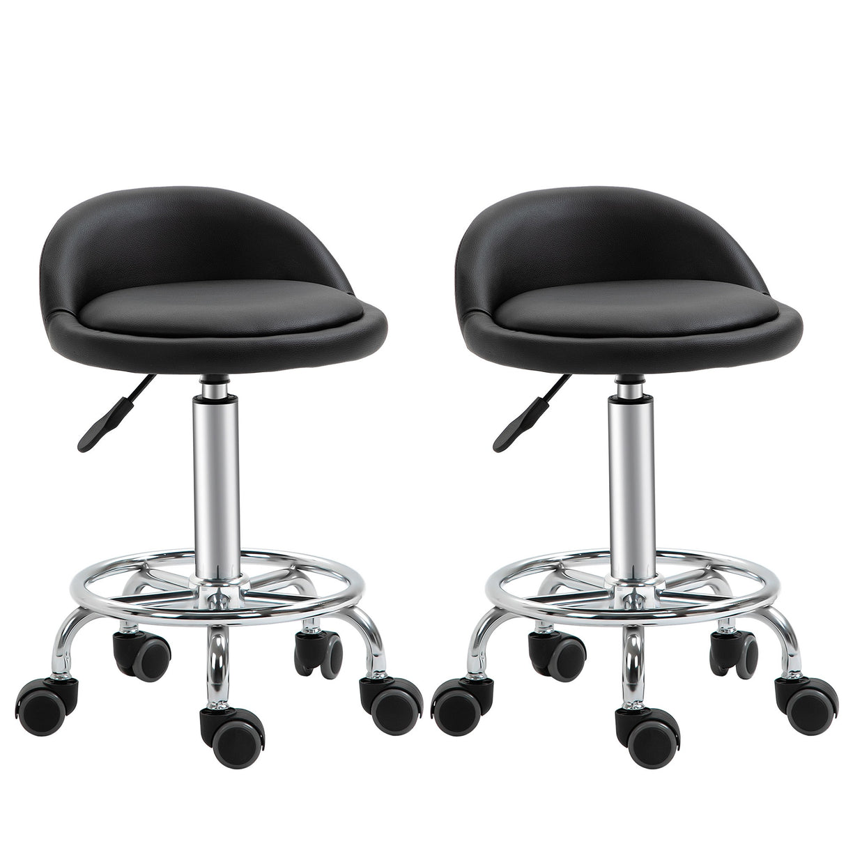 easycomfort easycomfort set 2 sgabelli girevoli con ruote altezza regolabile e rivestimento similpelle pu 38x38x57 72cm