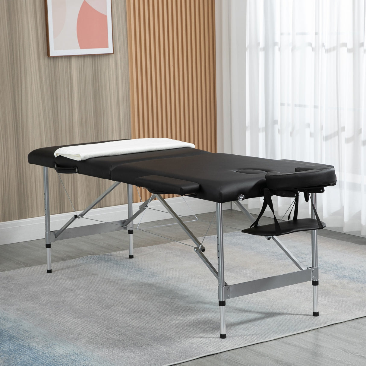 easycomfort lettino per massaggio portatile e pieghevole con altezza regolabile e seduta imbottita 186x71x62 83 cm nero