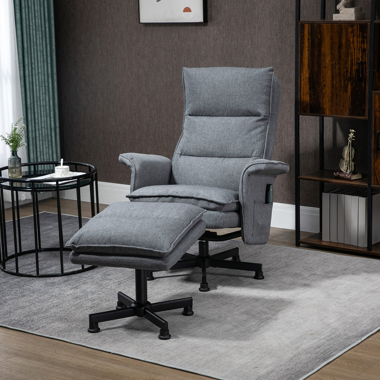 easycomfort easycomfort poltrona relax massaggiante con pouf e telecomando 8 punti massaggio e 5 programmi grigio